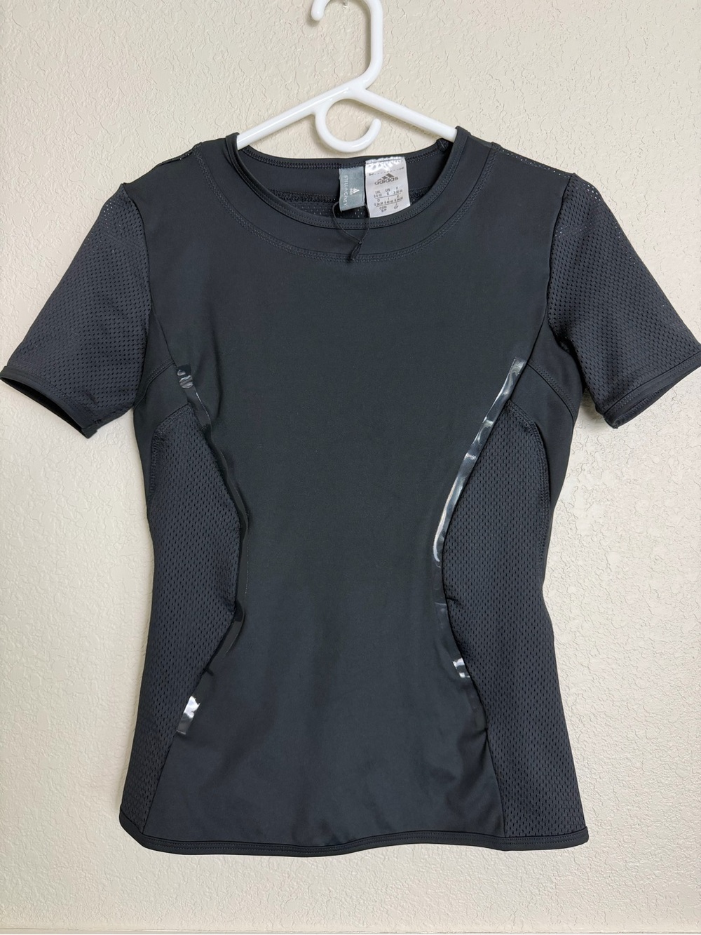 Stella McCartney Adidas Black Athletic Short-Sleeve Performance Top Small